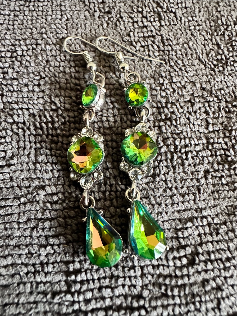 Green Crystal Drop Earrings - Women Jewelry